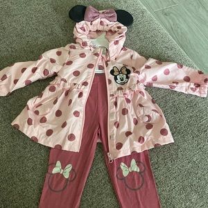 Pink raincoat with matching pants